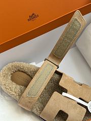 Okify Hermes Women Wool Slippers Light Brown - 4