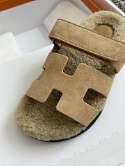 Okify Hermes Women Wool Slippers Light Brown - 3