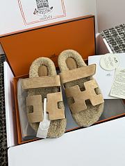 Okify Hermes Women Wool Slippers Light Brown - 1