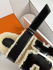 Okify Hermes Women Wool Slippers Black And White  - 6