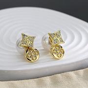 Okify Louis Vuitton Gold Earrings With Diamonds And Pearl  - 1