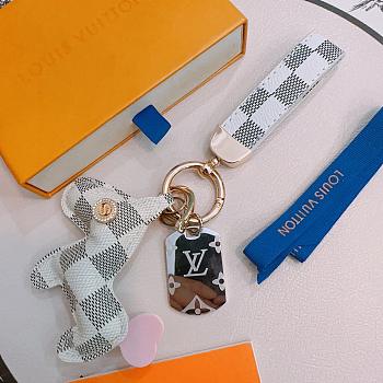 Okify Louis Vuitton Damier Dog Key Chain 