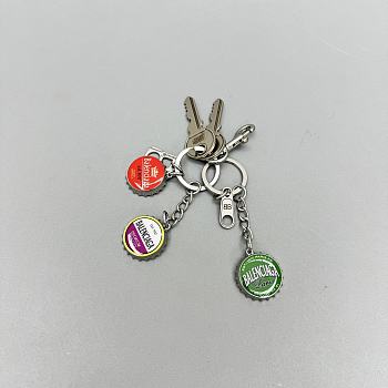 Okify Balenciaga Bottle Cap Silver Key Chain 