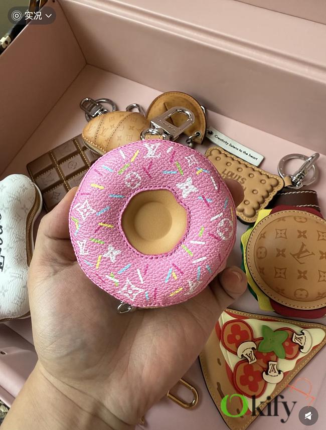 Okify Louis Vuitton Pink Donut Pouch Bag Charm M02549 - 1