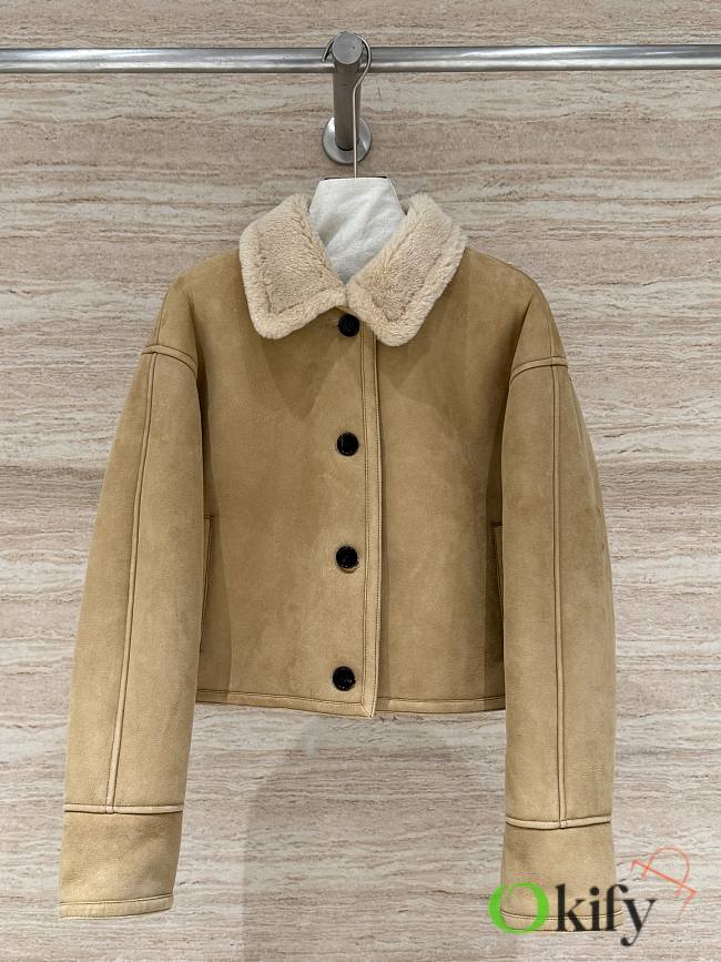 Okify Loewe Light Brown Suede And Fur Coat - 1