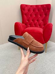 Okify Hermes Brown Suede Slip On Loafers 3cm Unisex - 1