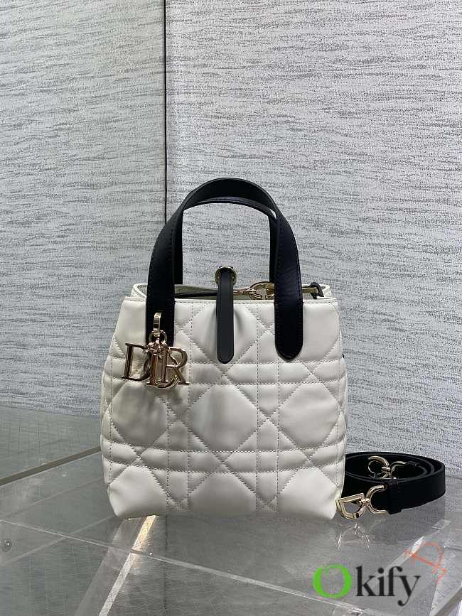 Okify Dior Toujours Bag White Black Strap 18x16x12cm - 1