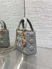 Okify Dior Lady Mini Bag Gray With Diamond Logo 17x15x7cm - 4