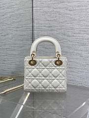 Okify Dior Lady Mini Bag White With Diamond Logo 17x15x7cm - 5