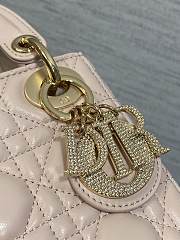Okify Dior Lady Mini Bag Pink With Diamond Logo 17x15x7cm - 3