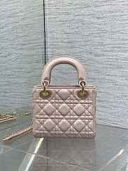 Okify Dior Lady Mini Bag Pink With Diamond Logo 17x15x7cm - 2