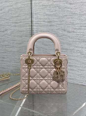 Okify Dior Lady Mini Bag Pink With Diamond Logo 17x15x7cm