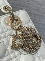 Okify Dior Lady Small Bag White Pearls Logo 20cm - 4