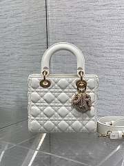 Okify Dior Lady Small Bag White Pearls Logo 20cm - 1