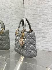 Okify Dior Lady Small Bag Gray Pearls Logo 20cm - 6