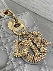 Okify Dior Lady Small Bag Gray Pearls Logo 20cm - 5