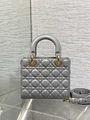 Okify Dior Lady Small Bag Gray Pearls Logo 20cm - 3