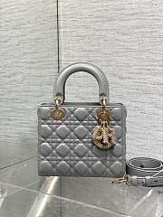 Okify Dior Lady Small Bag Gray Pearls Logo 20cm - 1