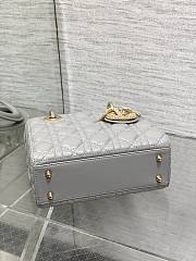 Okify Dior Lady Small Bag Gray Pearls Logo 20cm - 2
