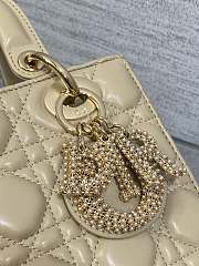Okify Dior Lady Small Bag Beige Pearls Logo 20cm - 5