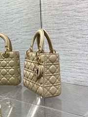 Okify Dior Lady Small Bag Beige Pearls Logo 20cm - 3