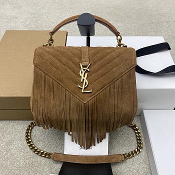 Okify YSL College Tassels Bag Brown Suede 24x17x6.5cm