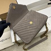 Okify YSL College Tassels Bag Gray Suede 24x17x6.5cm - 6