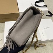 Okify YSL College Tassels Bag Gray Suede 24x17x6.5cm - 4