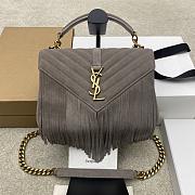 Okify YSL College Tassels Bag Gray Suede 24x17x6.5cm - 1