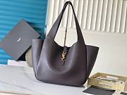 Okify YSL LE 5 A 7 Bea Bag Dark Brown Grained Leather 50x28x18cm - 1