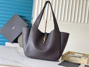 Okify YSL LE 5 A 7 Bea Bag Dark Brown Grained Leather 50x28x18cm
