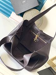 Okify YSL LE 5 A 7 Bea Bag Dark Brown Grained Leather 50x28x18cm - 3