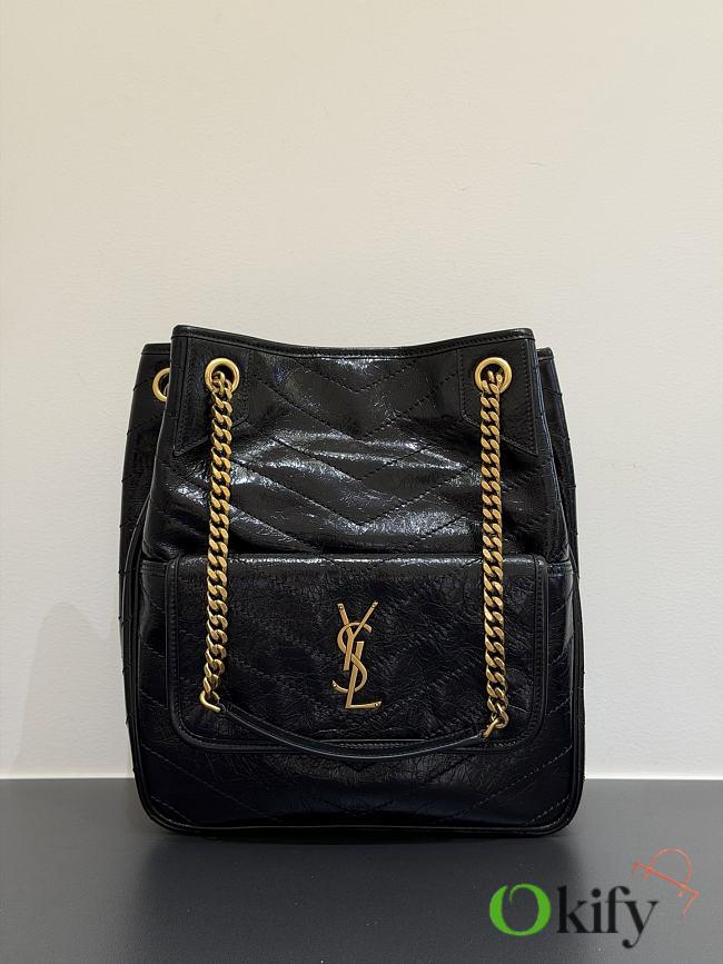 Okify YSL Niki Shopping Bag Black Vintage 30x25x12cm - 1