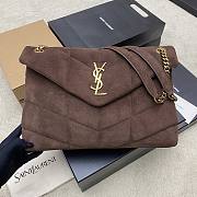 Okify YSL Loulou Puffer Large Bag Dark Brown Suede 35x23x13.5cm - 1