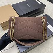 Okify YSL Loulou Puffer Medium Bag Dark Brown Suede 29x17x11cm - 2