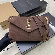 Okify YSL Loulou Puffer Medium Bag Dark Brown Suede 29x17x11cm - 1