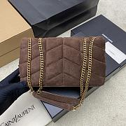 Okify YSL Loulou Puffer Small Bag Dark Brown Suede 23x15.5x5.8cm - 6