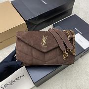 Okify YSL Loulou Puffer Small Bag Dark Brown Suede 23x15.5x5.8cm - 1