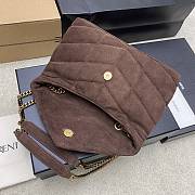 Okify YSL Loulou Puffer Small Bag Dark Brown Suede 23x15.5x5.8cm - 2
