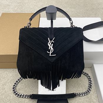 Okify YSL College Tassels Bag Black Suede 24x17x6.5cm