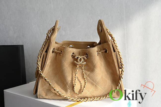 Okify CC 25 Hobo Small Bag Sand Beige Suede 22x20x12.5cm - 1