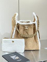 Okify CC Hobo Bag Light Brown Suede With Fur 40x30x15cm - 1