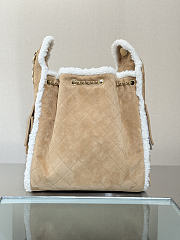 Okify CC Hobo Bag Light Brown Suede With Fur 40x30x15cm - 3