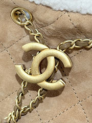 Okify CC Hobo Bag Light Brown Suede With Fur 40x30x15cm - 6