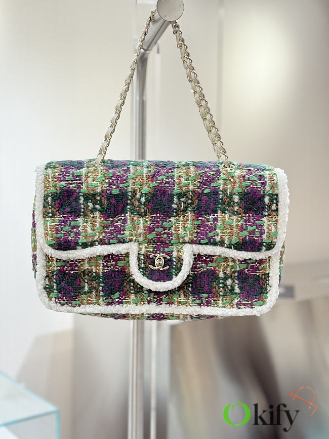 Okify CC Coco Neige 25/26 Tweed Flap Bag 33.5x21x11cm 27062 - 1