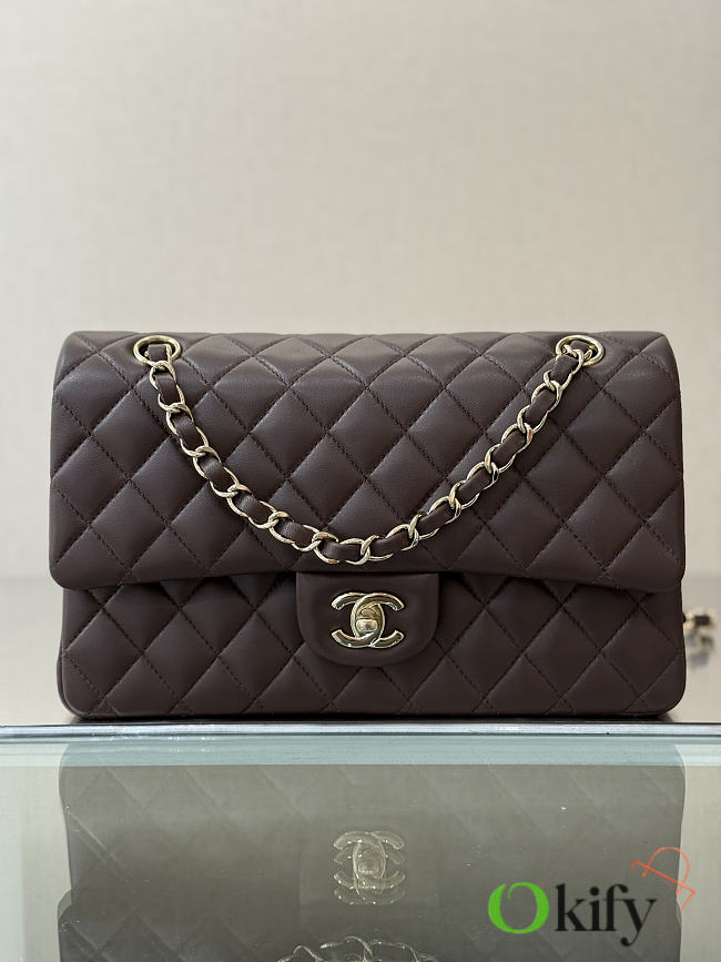 Okify CC Classic Flap Bag Dark Brown 25cm - 1