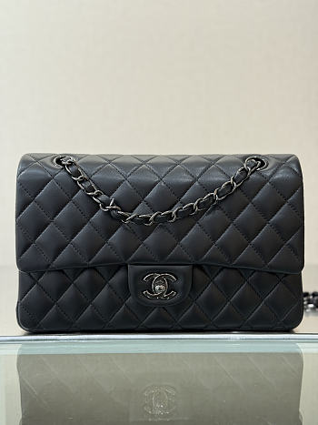 Okify CC Classic Flap Bag Black Lambskin Black Hardware 25cm