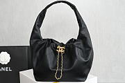 Okify CC 26C Hobo Small Bag Black Calfskin 32x24x12cm - 1