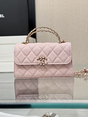 Okify CC 25P Kelly Bag Pink Caviar Cross Handle 17x10x4.5cm - 1