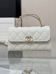 Okify CC 25P Kelly Bag White Caviar Cross Handle 17x10x4.5cm - 1